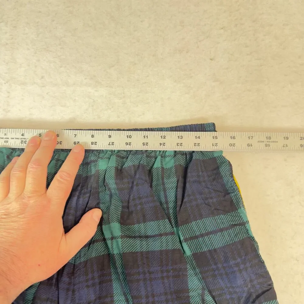 Catalina Men’s Large Swim Trunks Green Plaid Lined Board Shorts Drawstring Waist